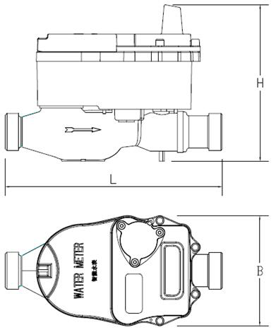 無線遠傳閥控水表外形尺寸圖